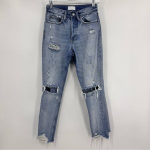 Boyish NWT Billy Distressed Button Fly High Rise Jeans Blue Size 26